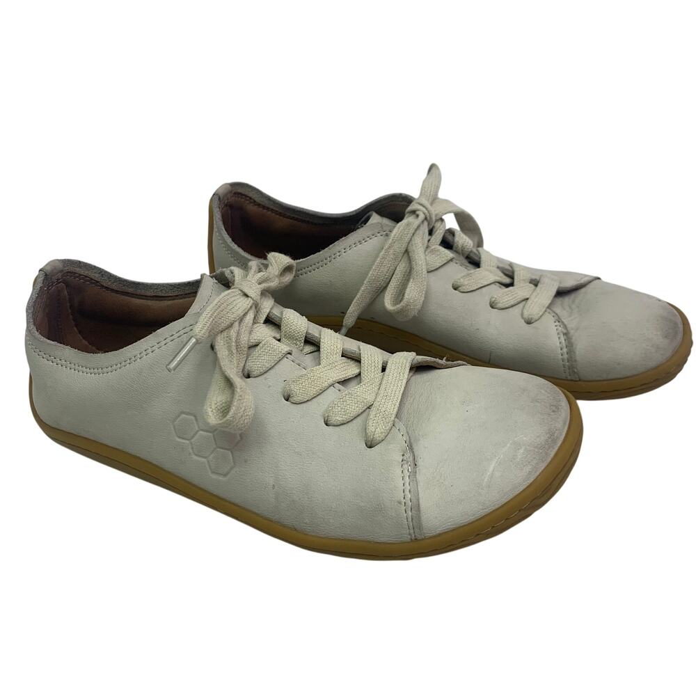Vivobarefoot EUR 37L Addis Sneakers Leather Shoes Off White Zero Drop Wide Toe